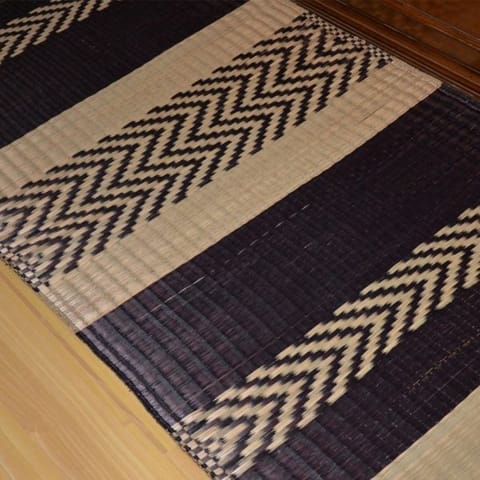 Dharini Madurkathi Floor Mat Charcoal Natural (3ft x 6ft)