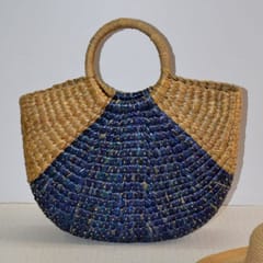 Dharini Water Hyacinth Designer Bag (Natural-Indigo)