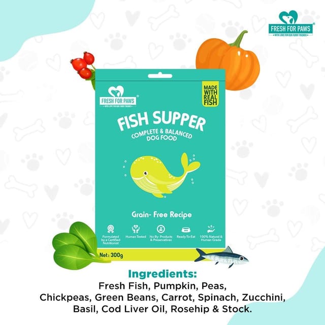 Fresh For Paws - Fish Supper Food for Pet Dogs & Cats  - 300 gram