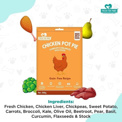 Fresh For Paws - Chicken Pot Pie Food for Pet Dogs & Cats  - 100 gram