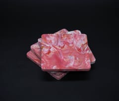 Minus Degre - Handcrafted Recycled Plastic Coaster I Poppy Red I set of 4