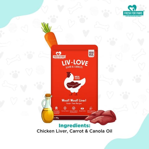 Fresh For Paws - Liv- Love ( Carrot) Meal Topper for Pet Dogs & Cats - 80 gram