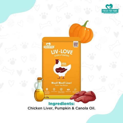 Fresh For Paws - Liv- Love ( Pumpkin) Meal Topper for Pet Dogs & Cats - 80 gram