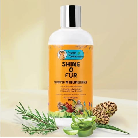 Papa Pawsome - Shine O' Fur Shampoo with Conditioner for Dog, 250 ml