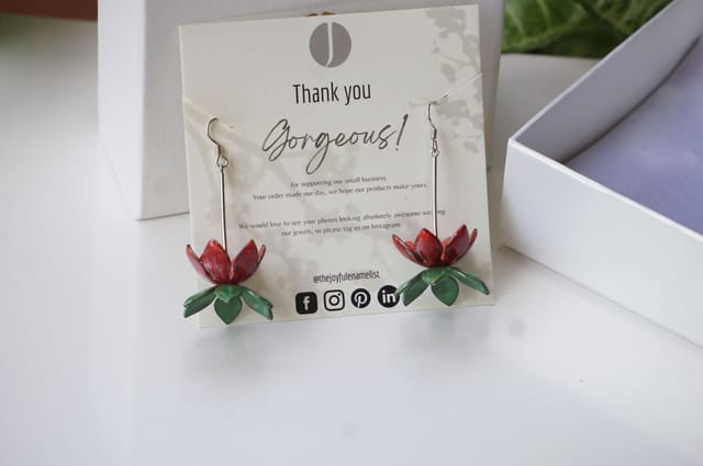 The Joyful Enamelist - Silver Enamel Lotus Earrings