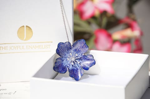 The Joyful Enamelist - Silver Azure Enamel Valley of Flower Pendant