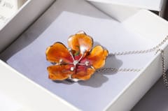 The Joyful Enamelist - Silver Golden Hues Enamel Valley of Flower Pendant