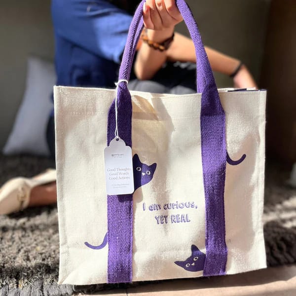 White Light Elements - Mindful Tote Bag-Cat Print