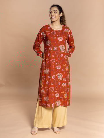Rmya- Vermillion Floral Sequin Embellished Kurta