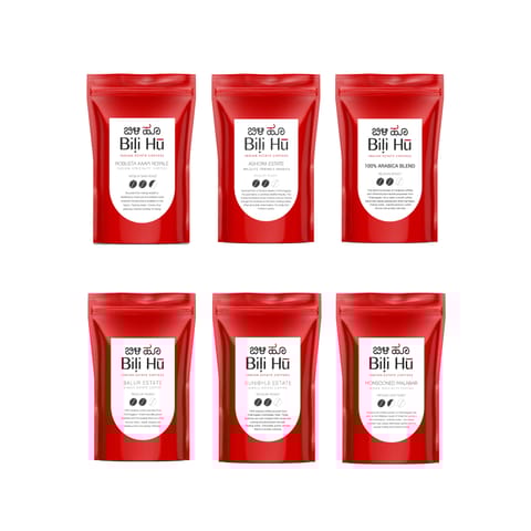 Bili Hu Indian Estate Coffee Trial Packs - 6 packs of coffee (75g Each)