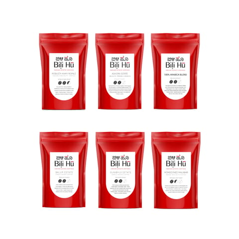 Bili Hu Indian Estate Coffee Trial Packs - 6 packs of coffee (75g Each)