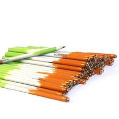 BIOQ TRI-COLOUR SEED PENCIL - NATIONAL FLAG COLOUR PENCIL RECYCLED PAPER (INDIAN FLAG COLOR PLANTABLE SEED PENCIL) PACK OF 30 PENCIL