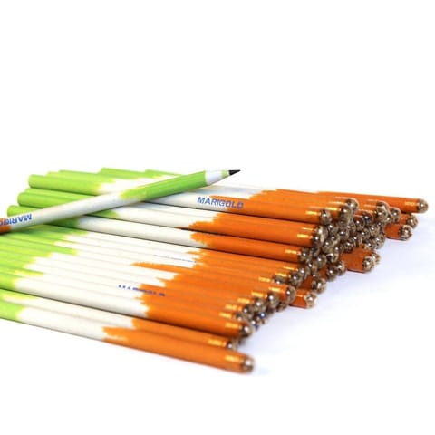 BIOQ TRI-COLOUR SEED PENCIL - NATIONAL FLAG COLOUR PENCIL RECYCLED PAPER (INDIAN FLAG COLOR PLANTABLE SEED PENCIL) PACK OF 50 PENCIL