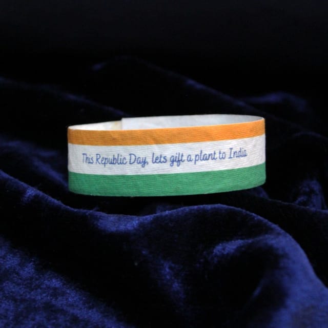 bioQ TRI-COLOUR PLANTABLE WRISTBAND - Indian Flag Colour WRISTBAND MADE OF SEED Paper (pack of 50)