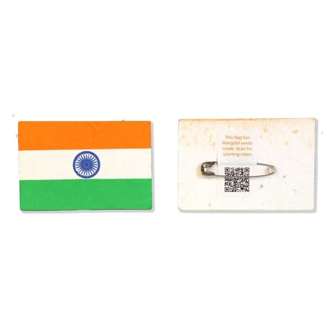 bioQ TRI-COLOUR PLANTABLE  Badge- indian Flag Colour Badge MADE OF SEED Paper (indian flag color Printed Plantable BADGE) pack of 50 BADGE