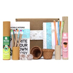 bioQ Mini Planting Stationery Combo Birthday Gift kit for Kids | Eco Friendly Kit with 2 Mini Planting Sets | Combo : 2 Plantable Notepad (A5 Size), 5 Seed Pencils & 5 Seed Colouring Eco Pens