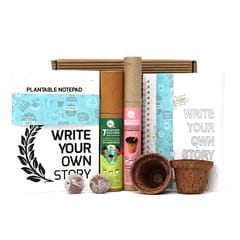 bioQ Mini Planting Stationery Combo Birthday Gift kit for Kids | Eco Friendly Kit with 2 Mini Planting Sets | Combo : 2 Plantable Notepad (A5 Size), 5 Seed Pencils & 5 Seed Colouring Eco Pens