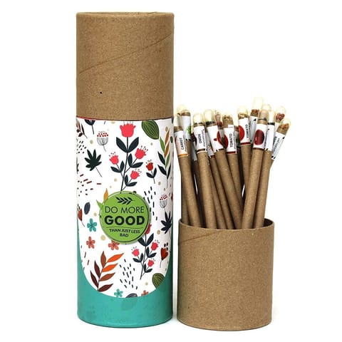 bioQ Box of 25 Plantable Seed Pens | Eco Friendly Box for Offices | Recycled Paper Bulk Packaging | Grow Plants from Pens | 100% bio-degradable Pen Body