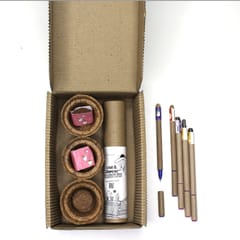 bioQ GrowSolo GIY Stationery Box - 5 Seed Pens, 2‚ Coco Pot and Peat (3 Sets), Recycled Paper, Folding Box