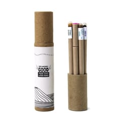 bioQ GrowSolo GIY Stationery Box - 5 Seed Pens, 2‚ Coco Pot and Peat (3 Sets), Recycled Paper, Folding Box