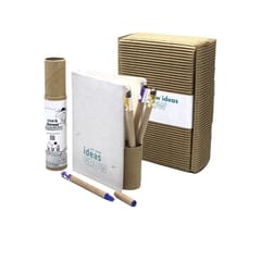 bioQ EnviroPlans Plantable Stationery Box - 5 Seed Pens, Plantable Diary A6, Packed in Recycled Paper with Folding Box