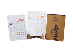 bioQ Green Eco-Friendly Gift Set - JUTE POUCH, PLANTABLE DIARY, BAMBOO BOTTLE, PAPER PEN & PENCIL, BEESWAX CANDLE, PLAYING CARDS, CORK COASTERS, CALENDAR & COCO POT