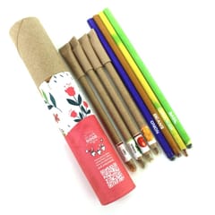 bioQ Eco Friendly Mega Grow Kit | Includes: Coco Pot, Coco Peat, Plantable Mini Notepad & Stationery | Recycled Paper Packaging | Gift Box for Kids and Nature Lovers | Grow Plants from Stationery