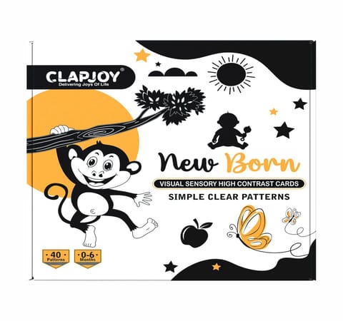 Clapjoy Black and White Flashcards - Best Gift for New Born Babies of age 0-6 months