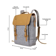 Mona B Unisex Canvas Back Pack for Office | School and College with Upto 14'' Laptop/ Mac Book/ Tablet: Arctic Light Grey