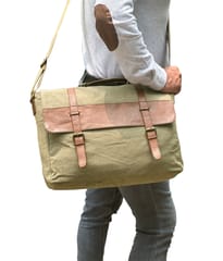 Mona B Canvas large Messenger Bag with inside laptop compartment for Offices, Schools and Colleges for Men and Women (Moss) - MC-1000 C