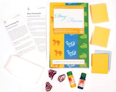 POTLI Handmade DIY Educational  Wooden Block Printing Kit (Day In The Farm) for ( 5 Years +)