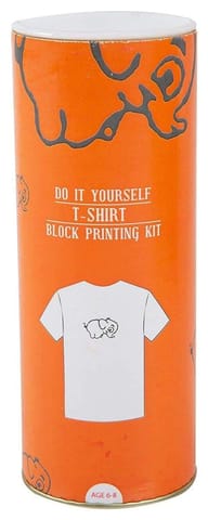POTLI DIY Craft Kit  Block Print Your T-Shirt (Elephant) ( 4 Years - 6 Years)