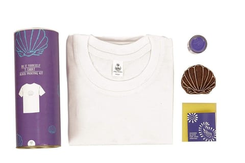 POTLI DIY Craft Kit Block Print Your T-Shirt (Shell)  ( 10 - 12 years)