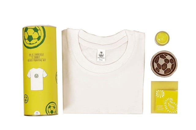 POTLI DIY Craft Kit  Block Print Your T-Shirt (Football)  ( 10 - 12 years)