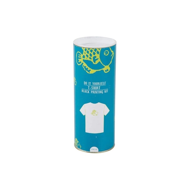 POTLI DIY Craft Kit  Block Print Your T-Shirt ( Fish)  ( 8 years - 10 years)