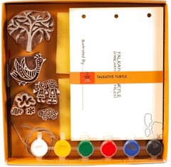 POTLI Handmade Wooden Block Print DIY Kit - Panchtantra Story Book -Talkative Turtle( 5 Years +)