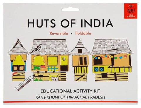 POTLI Handmade Educational  DIY  Colouring Kit for Our Young Architects (Kath Kuhni Houses of Himachal Pradesh ) Learning Activity for ( 7 Years +)