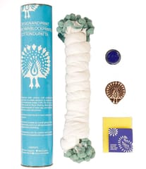 POTLI Handmade Wooden Block Print DIY Craft Kit  Dupatta -   (Blue Peacock Design Block) (For All Ages)