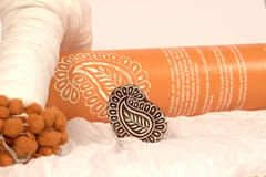 POTLI Handmade Wooden Block Print DIY Craft Kit  Dupatta -   (Orange Paisley Design Block) (For All Ages)