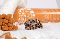 POTLI Handmade Wooden Block Print DIY Craft Kit  Dupatta -  (Orange Elephant Design Block) (For All Ages)