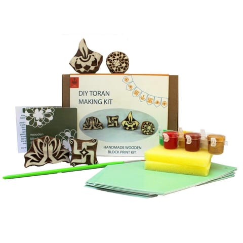 POTLI  Handmade Wooden Block Print Craft Kit - DIY Toran making kit