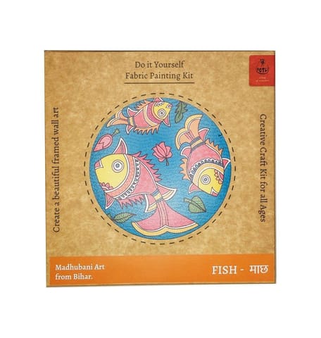 POTLI Handmade DIY Fabric Painitng kit  Madhubani Fish  8" for Adults - माच्छ