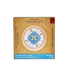 POTLI DIY Wall Art Leather Puppetry Painitng kit Blue Pottery pattern White 5" for Adults