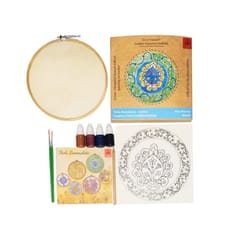 POTLI DIY Wall Art Leather Puppetry Painitng kit Blue Pottery pattern Green 8" for Adults