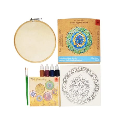 POTLI DIY Wall Art Leather Puppetry Painitng kit Blue Pottery pattern Green 8" for Adults