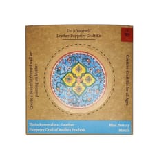 POTLI DIY Wall Art Leather Puppetry Painitng kit Blue Pottery pattern Blue 5" for Adults