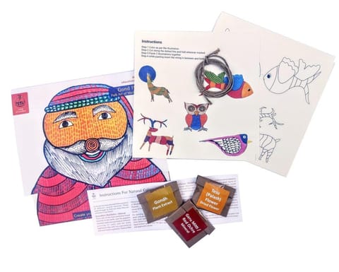 POTLI DIY Educational Craft kit - Christmas Decorations using Gond Art - Forest Friends for age 6 years +