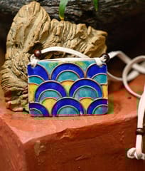 Ekibeki-Retro Rainbow Copper Enamel Rectangle Pendant