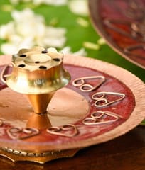 Ekibeki-Diya & Agarbatti Stand Combo | Archana | Copper Enamel