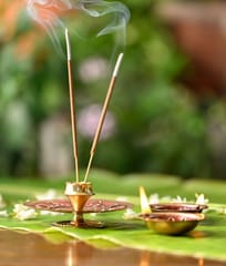 Ekibeki-Diya & Agarbatti Stand Combo | Archana | Copper Enamel